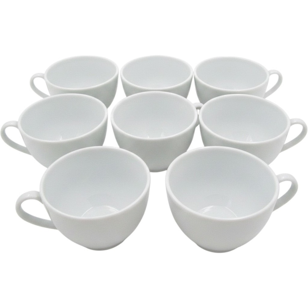 Lot of 8 Apilco France White Porcelain Coffee Tea Cups French Bistro Drinkware